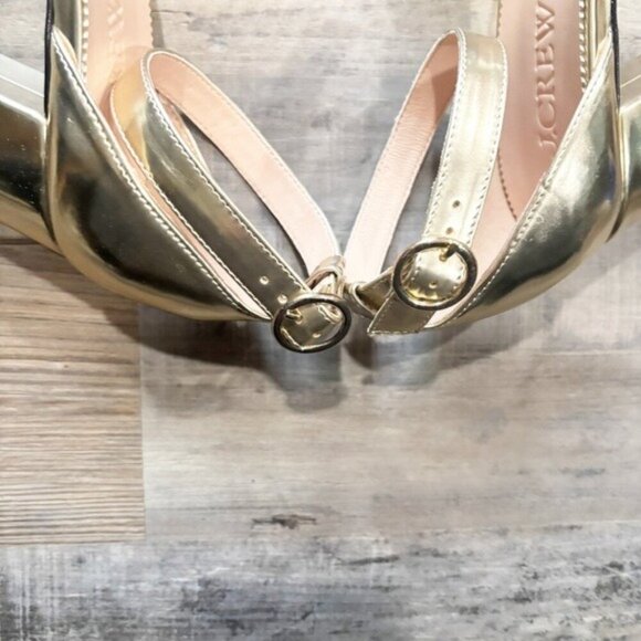 J.Crew Women’s Maisie Metallic Gold ankle-strap heels - Size 12 - Picture 10 of 11